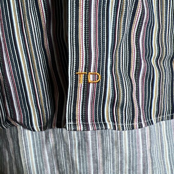 Thomas Dean Men's Shirt L Multicolor Striped Long Sleeve Button Up Collared - Picture 3 of 6